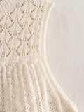 Ladies Solid Color Knit Vest And Skirt Set 3712 - SWEETKAMA