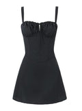 Ladies Solid Color Lace Up Corset Mini Dress ZS881 - SWEETKAMA