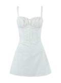 Ladies Solid Color Lace Up Corset Mini Dress ZS881 - SWEETKAMA