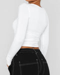 Ladies Solid Color Long Sleeves Basic Tee ESSU - SWEETKAMA