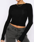 Ladies Solid Color Long Sleeves Basic Tee ESSU - SWEETKAMA
