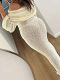 Ladies Solid Color Long Sleeves Maxi Dress 1555# - SWEETKAMA