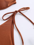 Ladies Solid Color Metal Rings Bikini Set 67691 - SWEETKAMA