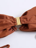 Ladies Solid Color Metal Rings Bikini Set 67691 - SWEETKAMA