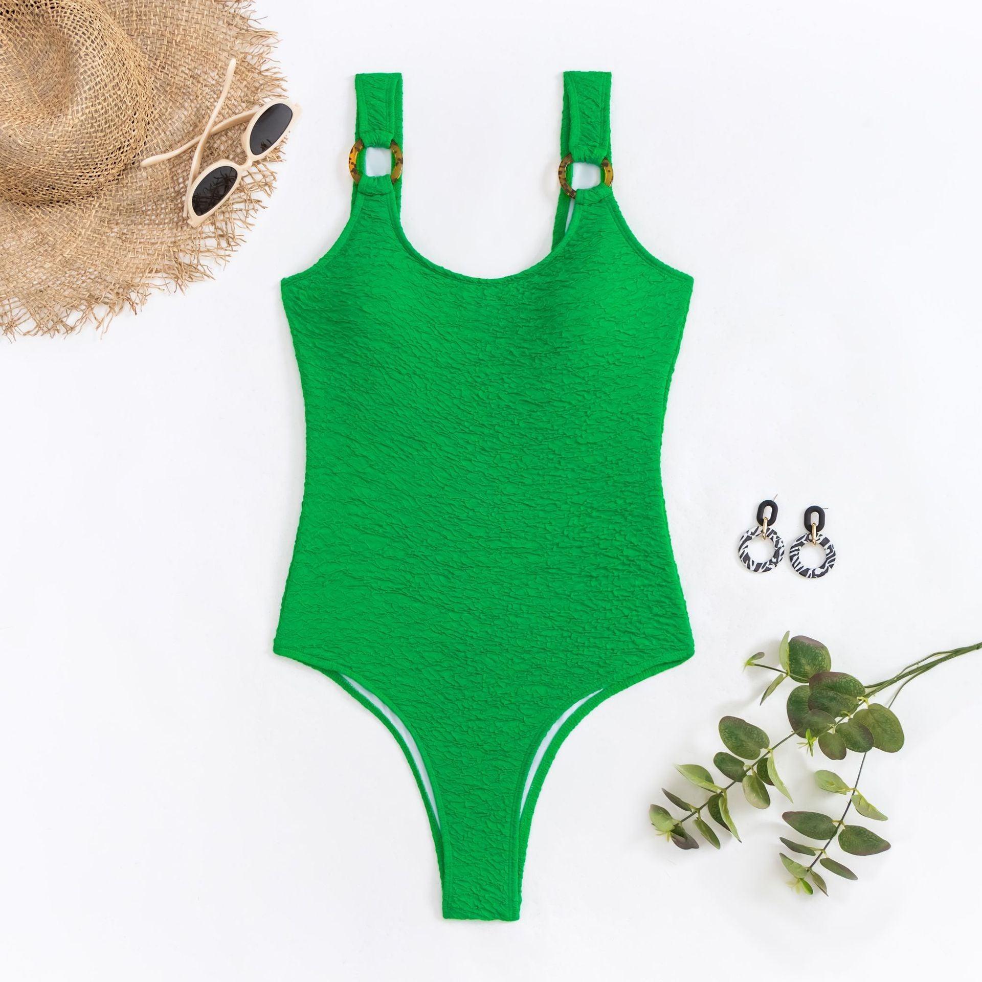 Ladies Solid Color One Piece Swimwear 4005 - SWEETKAMA