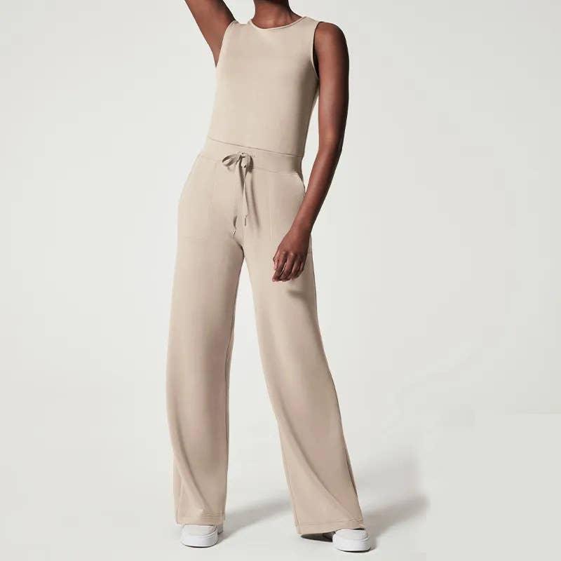 Ladies Solid Color Overall Sleeveless Daily Jumpsuit 23100 - SWEETKAMA