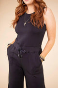 Ladies Solid Color Overall Sleeveless Daily Jumpsuit 23100 - SWEETKAMA