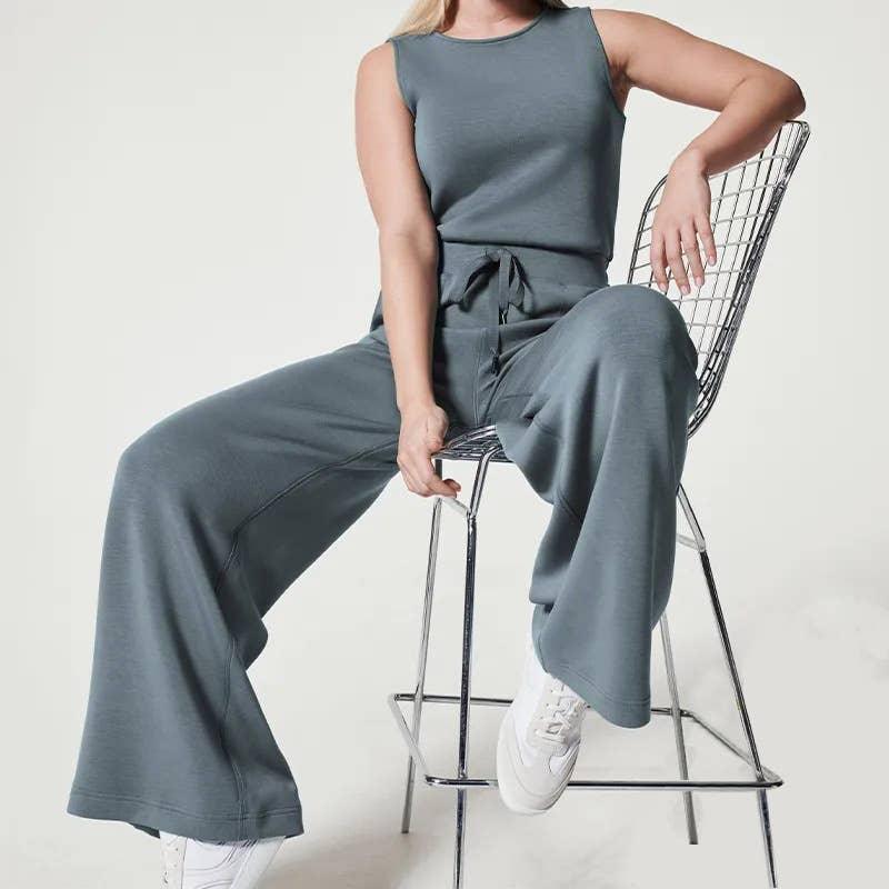Ladies Solid Color Overall Sleeveless Daily Jumpsuit 23100 - SWEETKAMA