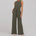 Ladies Solid Color Overall Sleeveless Daily Jumpsuit 23100 - SWEETKAMA