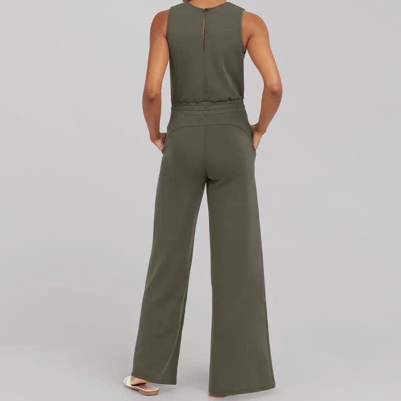 Ladies Solid Color Overall Sleeveless Daily Jumpsuit 23100 - SWEETKAMA