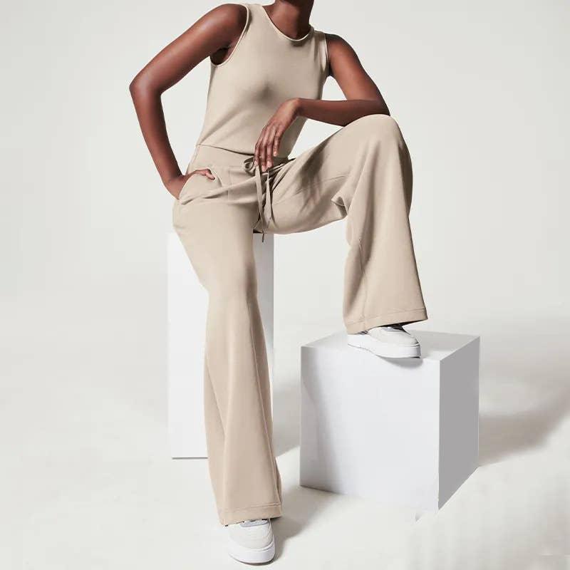 Ladies Solid Color Overall Sleeveless Daily Jumpsuit 23100 - SWEETKAMA