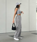 Ladies Solid Color Pockets Wide Leg Loose Pants C-K2051 - SWEETKAMA