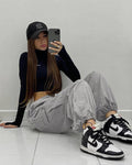 Ladies Solid Color Pockets Wide Leg Loose Pants C-K2051 - SWEETKAMA