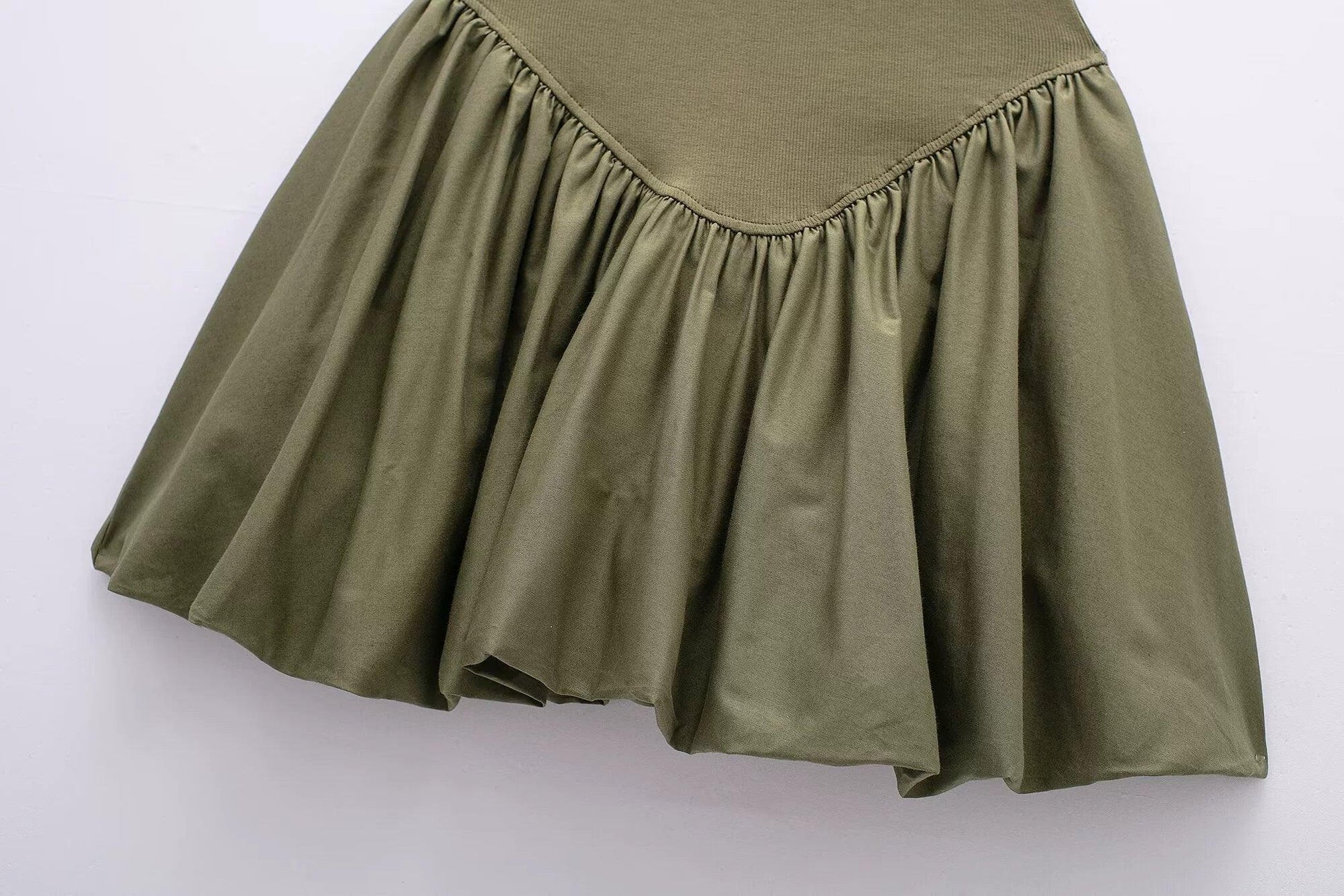Ladies Solid Color Puff Mini Dress 4174 - SWEETKAMA