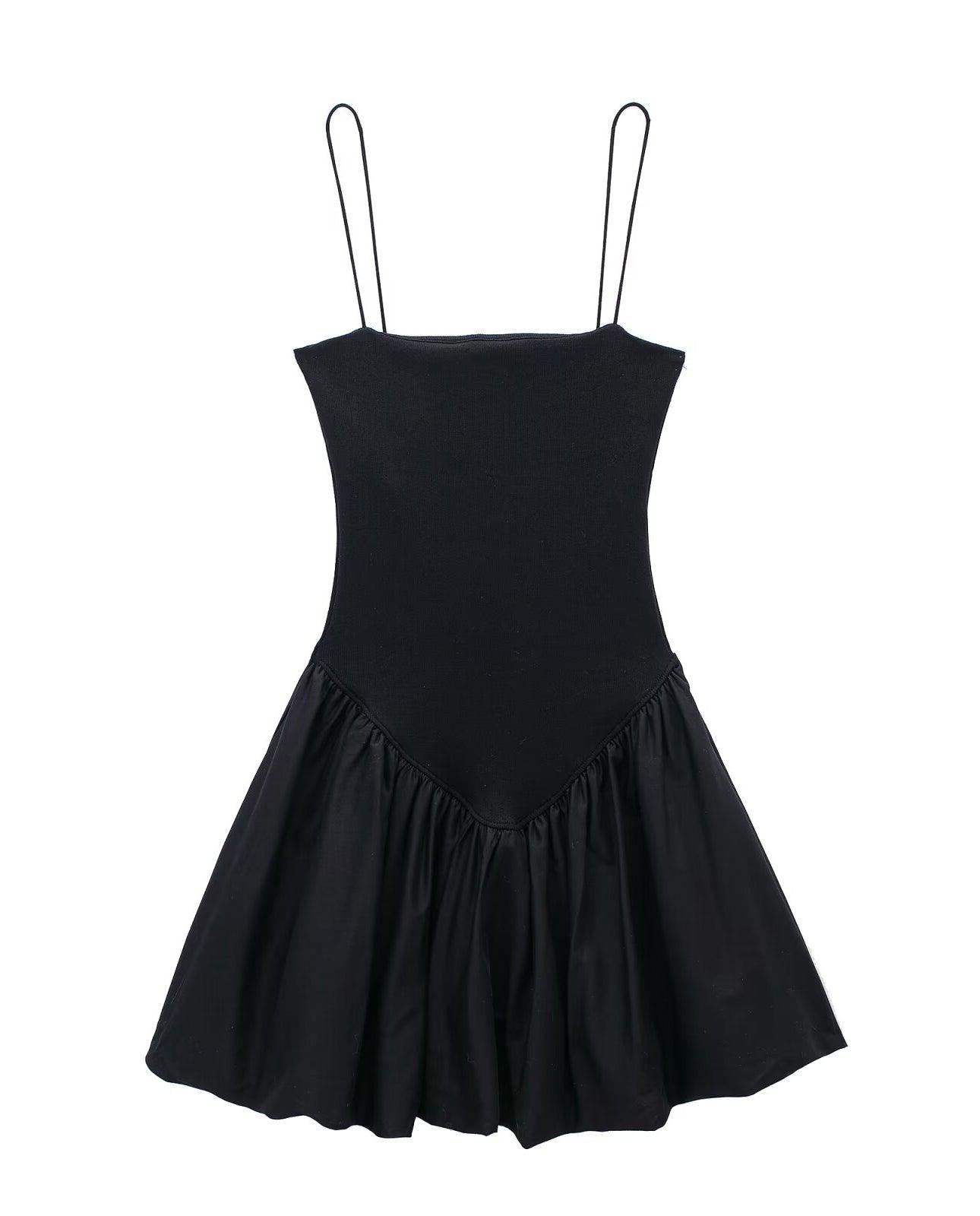 Ladies Solid Color Puff Mini Dress 4174 - SWEETKAMA