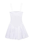 Ladies Solid Color Puff Mini Dress 4174 - SWEETKAMA