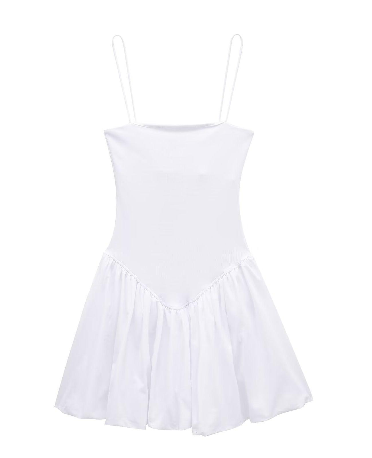 Ladies Solid Color Puff Mini Dress 4174 - SWEETKAMA