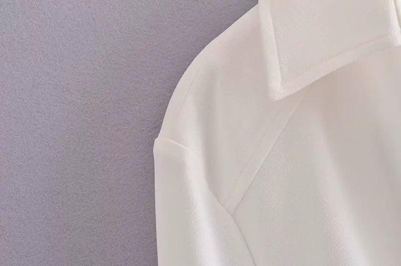 Ladies Solid Color Shirt And Straight Skirt Set 8712 - SWEETKAMA