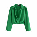 Ladies Solid Color Shirt And Straight Skirt Set 8712 - SWEETKAMA