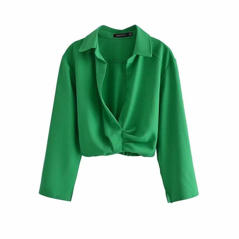 Ladies Solid Color Shirt And Straight Skirt Set 8712 - SWEETKAMA