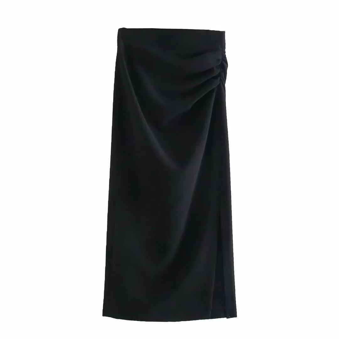 Ladies Solid Color Shirt And Straight Skirt Set 8712 - SWEETKAMA
