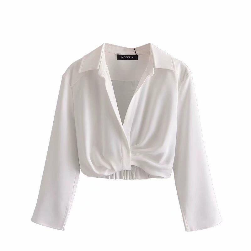 Ladies Solid Color Shirt And Straight Skirt Set 8712 - SWEETKAMA