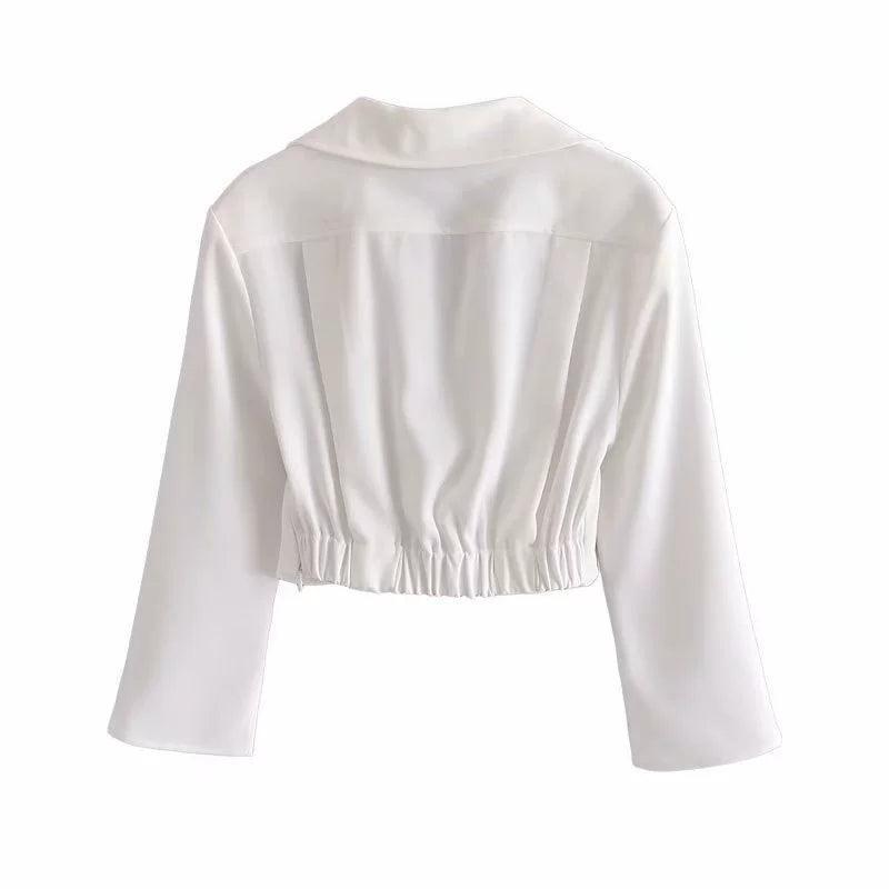 Ladies Solid Color Shirt And Straight Skirt Set 8712 - SWEETKAMA