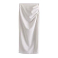 Ladies Solid Color Shirt And Straight Skirt Set 8712 - SWEETKAMA