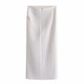 Ladies Solid Color Shirt And Straight Skirt Set 8712 - SWEETKAMA