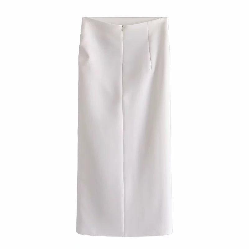 Ladies Solid Color Shirt And Straight Skirt Set 8712 - SWEETKAMA