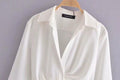 Ladies Solid Color Shirt And Straight Skirt Set 8712 - SWEETKAMA