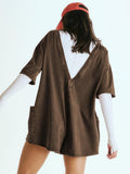 Ladies Solid Color Short Sleeves Romper EKBI - SWEETKAMA