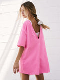 Ladies Solid Color Short Sleeves Romper EKBI - SWEETKAMA