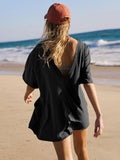 Ladies Solid Color Short Sleeves Romper EKBI - SWEETKAMA