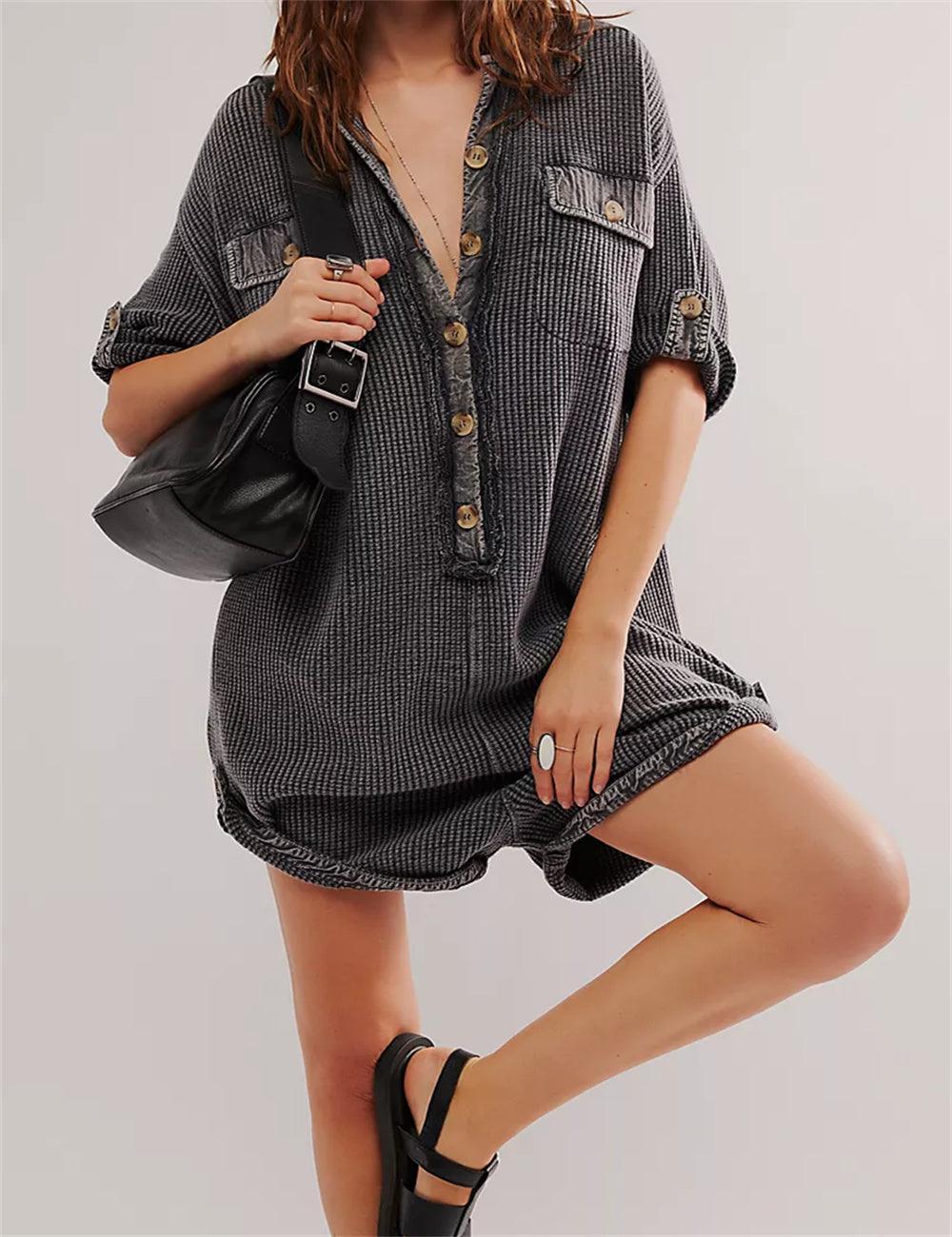 Ladies Solid Color Short Sleeves Romper SKJ518 - SWEETKAMA