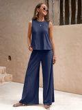 Ladies Solid Color Sleeveless Vest and Pants Sets AXR366 - SWEETKAMA