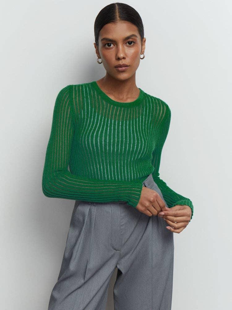 Ladies Solid Color Slim Fit Knit Blouse TX0022 - SWEETKAMA