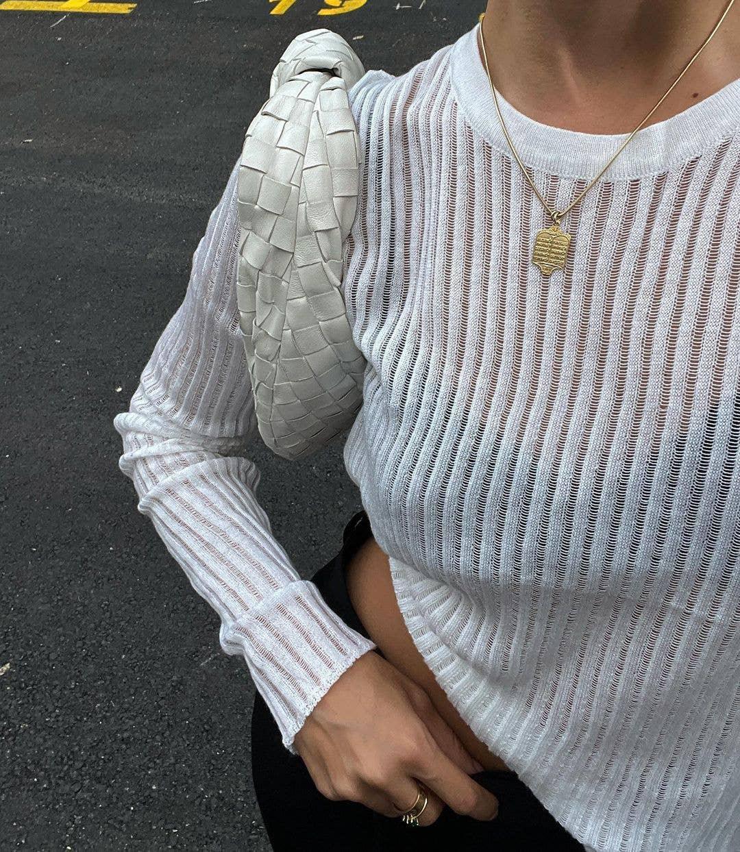 Ladies Solid Color Slim Fit Knit Blouse TX0022 - SWEETKAMA