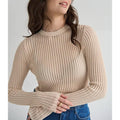 Ladies Solid Color Slim Fit Knit Blouse TX0022 - SWEETKAMA