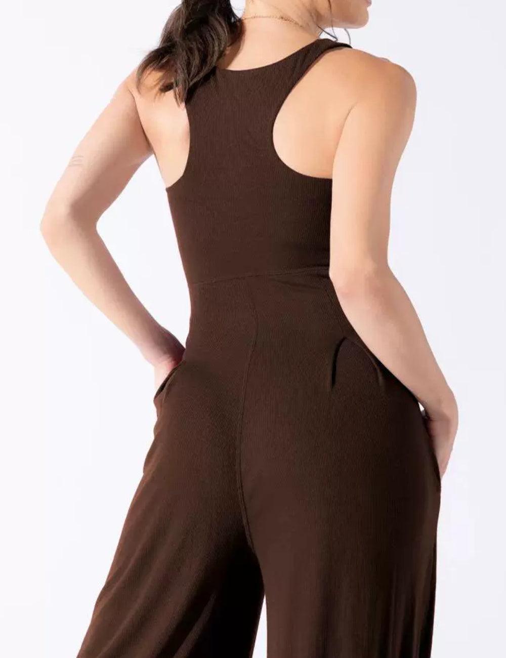 Ladies Solid Color Square Neck Jumpsuit EKDD - SWEETKAMA
