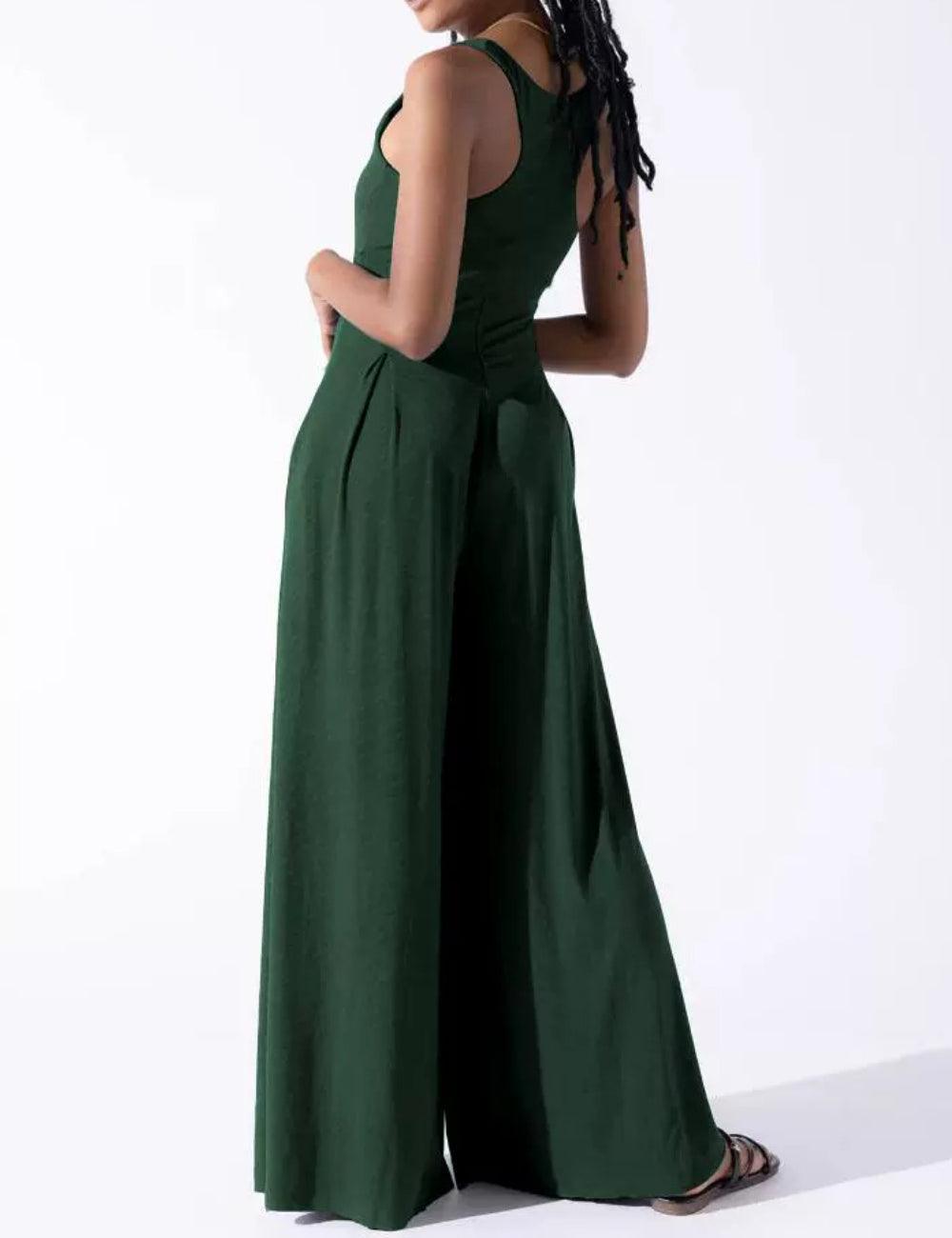 Ladies Solid Color Square Neck Jumpsuit EKDD - SWEETKAMA