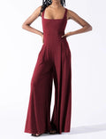 Ladies Solid Color Square Neck Jumpsuit EKDD - SWEETKAMA