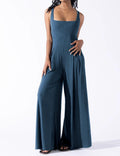 Ladies Solid Color Square Neck Jumpsuit EKDD - SWEETKAMA
