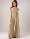 Ladies Solid Color Square Neck Jumpsuit EKDD - SWEETKAMA