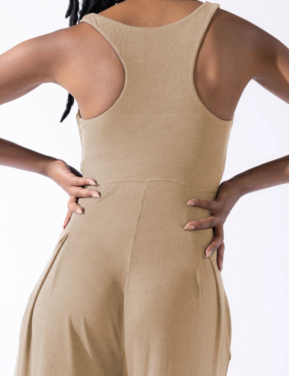 Ladies Solid Color Square Neck Jumpsuit EKDD - SWEETKAMA