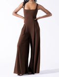 Ladies Solid Color Square Neck Jumpsuit EKDD - SWEETKAMA