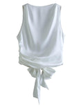 Ladies Solid Color Stain Tie Back Crop Top 2650 - SWEETKAMA