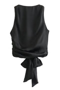 Ladies Solid Color Stain Tie Back Crop Top 2650 - SWEETKAMA