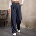 Ladies Solid Color Straight Leg Suit Pants 999999 - SWEETKAMA