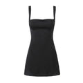 Ladies Solid Color Strap Shoulder Short Dress NG158 - SWEETKAMA